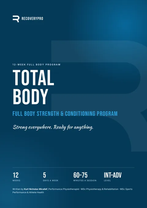 Cover of Total Body, a 12-week full body strength and conditioning program by RecoveryPro